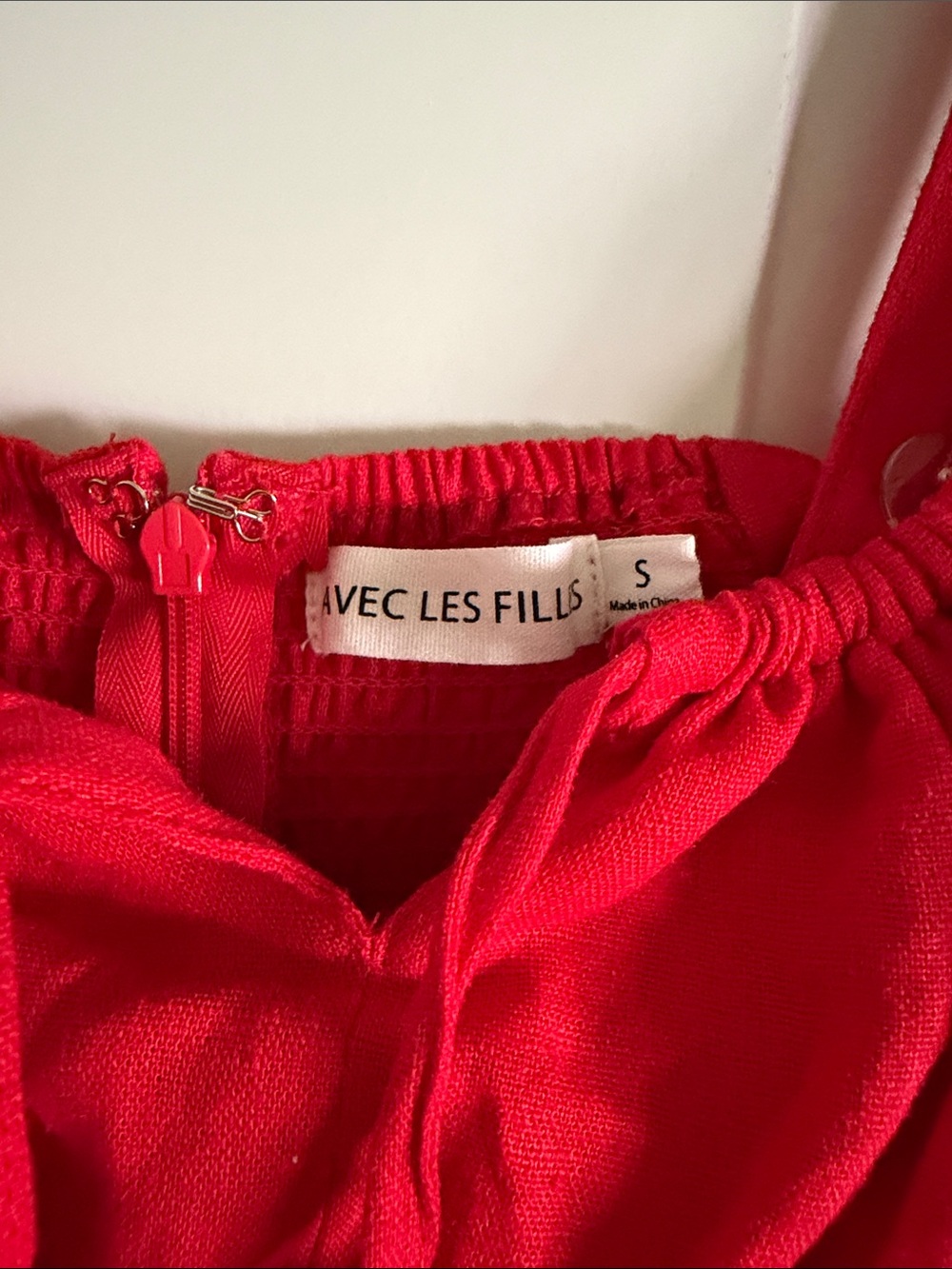 Avec Les Filles Drop Waist Bright Red Dress Size Small - Picture 7 of 9